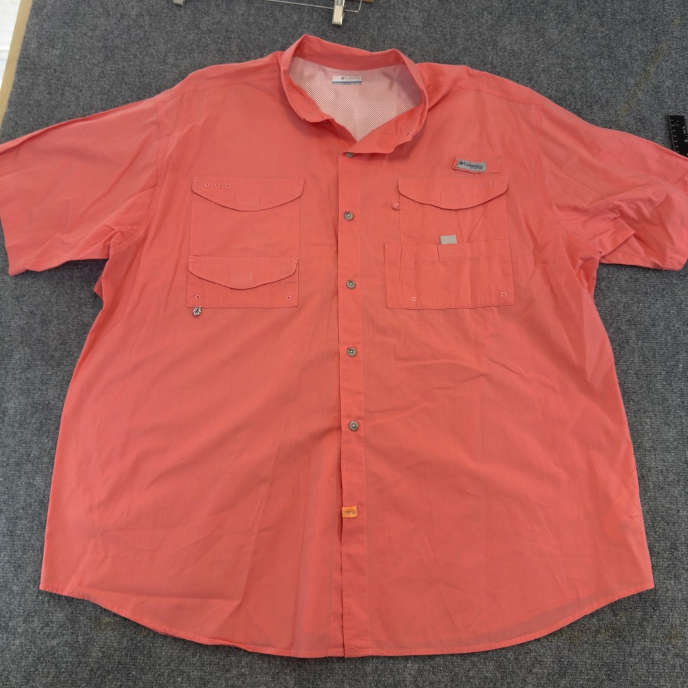 Columbia PFG Bahama II Short Sleeve Fishing Shirt Salmon Pink Size 3XL